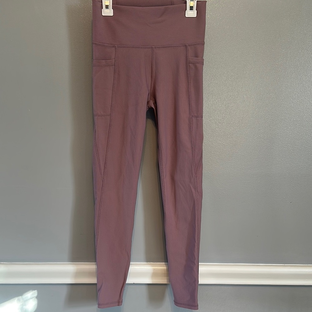 Kyodan Purple High-Rise Leggings Stretch Fit ribbed